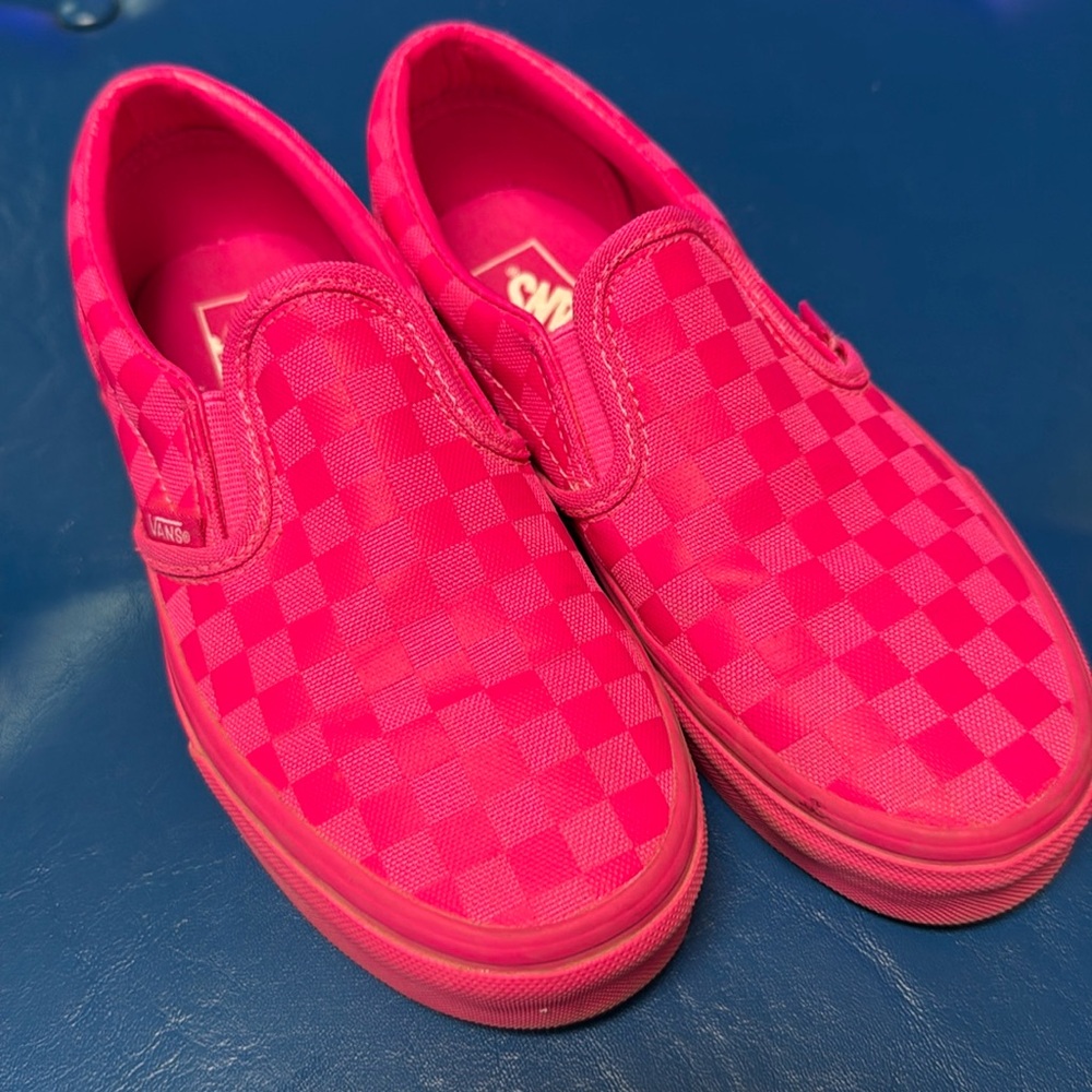Vans Tonal Checkerboard Slip On Pink Glow Kids 3